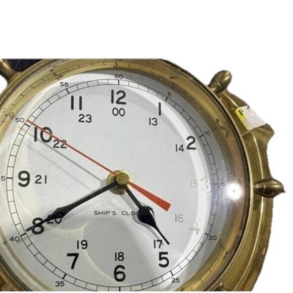 Vintage Ship's Time Solid Brass Quartz Ship Anchor Wall Clock Nautical Beach - Picture 3 of 6